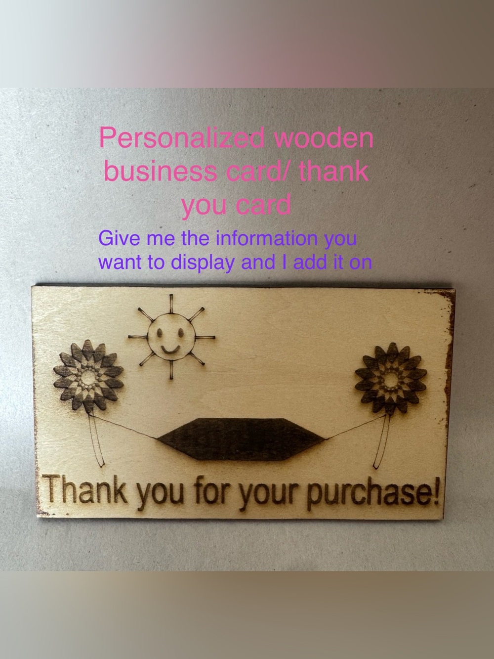 Luxury Wooden Handmade Laser Engraved Thank You Business Cards 5 pack